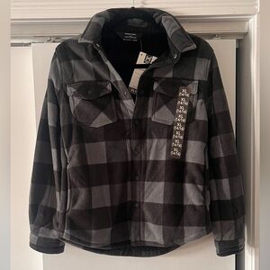 Kids Black and Gray Plaid Jacket